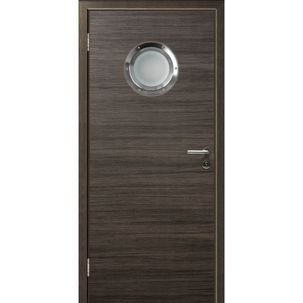 ДВЕРЬ КАПЕЛЬ КЛАССИК ПВХ ГЛАДКАЯ Неаполь Серый поперечный с иллюминатором