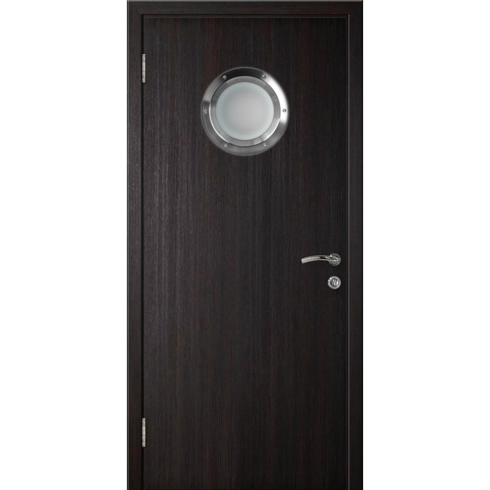 ДВЕРЬ КАПЕЛЬ КЛАССИК ПВХ ГЛАДКАЯ Дуб Венге 3D с иллюминатором