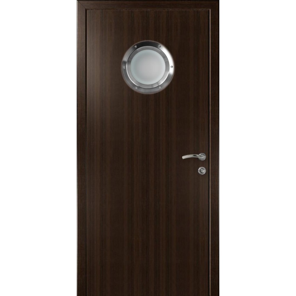 ДВЕРЬ КАПЕЛЬ КЛАССИК ПВХ ГЛАДКАЯ Дуб Венге с иллюминатором