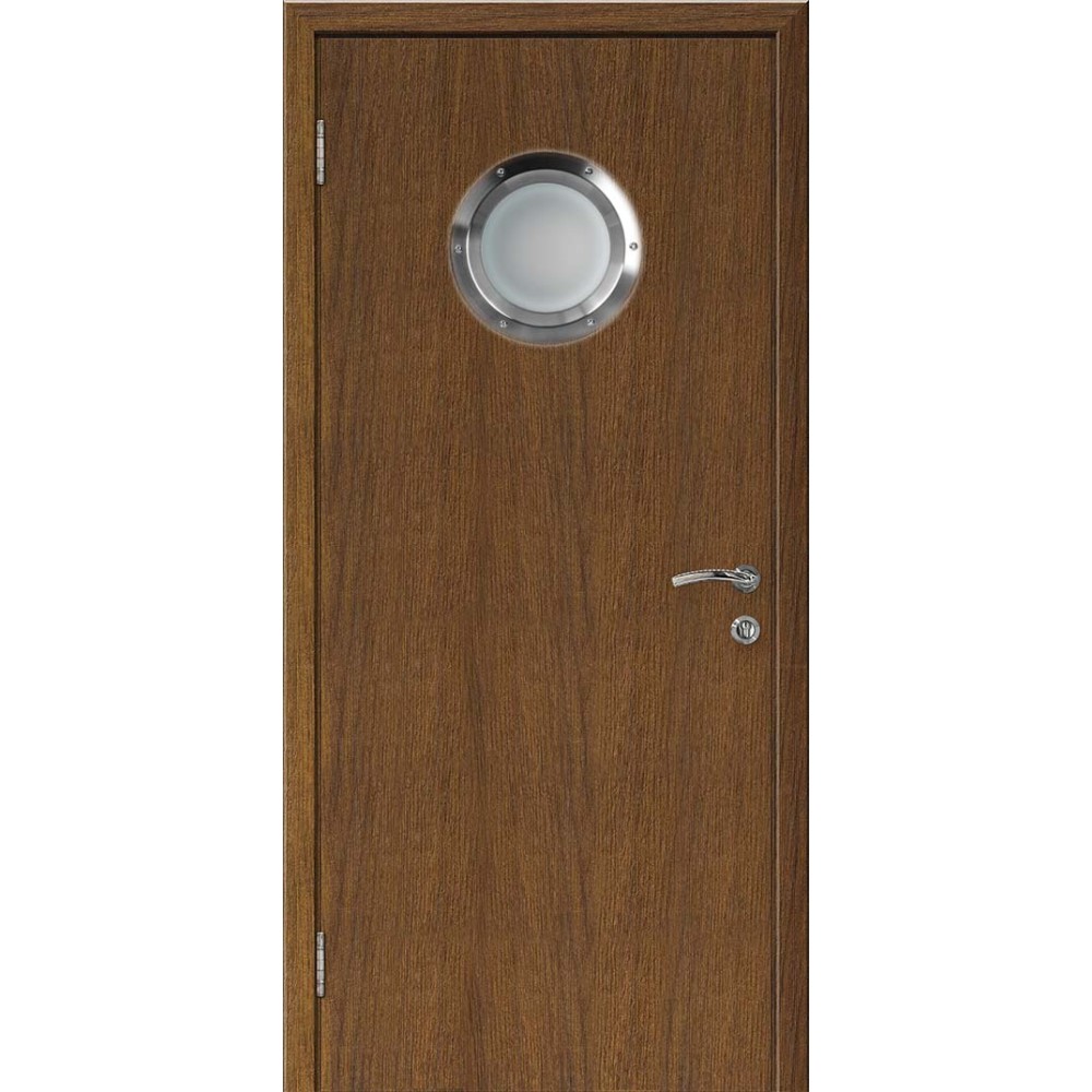 ДВЕРЬ КАПЕЛЬ КЛАССИК ПВХ ГЛАДКАЯ Орех Грецкий 3D с иллюминатором