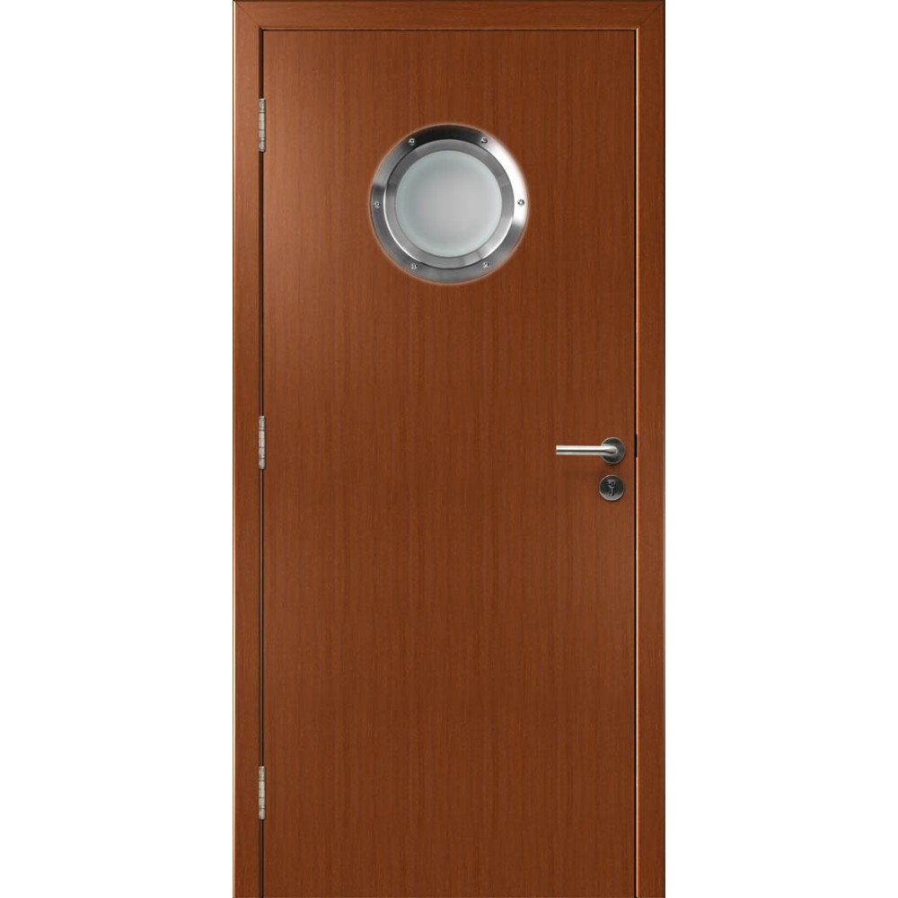 ДВЕРЬ КАПЕЛЬ КЛАССИК ПВХ ГЛАДКАЯ Орех Итальянский с иллюминатором