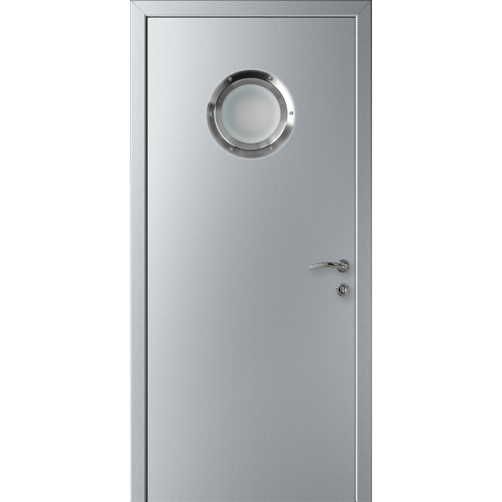 ДВЕРЬ КАПЕЛЬ КЛАССИК ПВХ ГЛАДКАЯ Титан с иллюминатором