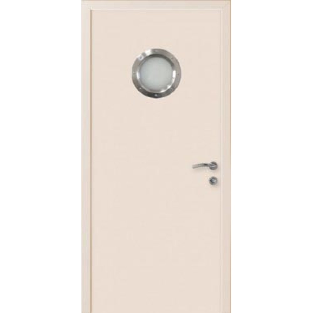 ДВЕРЬ КАПЕЛЬ КЛАССИК ПВХ ГЛАДКАЯ МОНОКОЛОР RAL9001 кремовый с иллюминатором