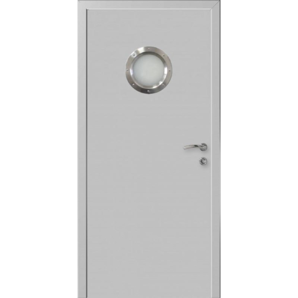 ДВЕРЬ КАПЕЛЬ КЛАССИК ПВХ ГЛАДКАЯ МОНОКОЛОР RAL7035 светло-серый с иллюминатором