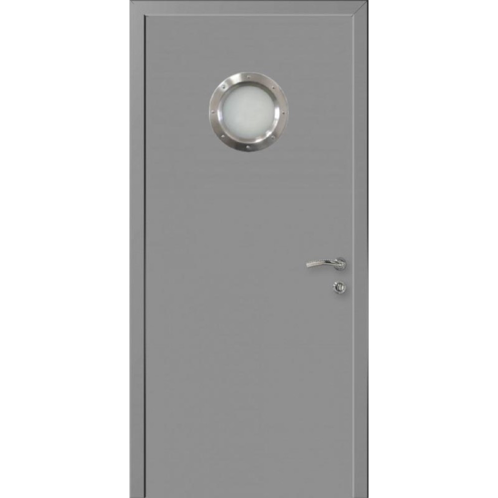 ДВЕРЬ КАПЕЛЬ КЛАССИК ПВХ ГЛАДКАЯ МОНОКОЛОР RAL7040 серый с иллюминатором
